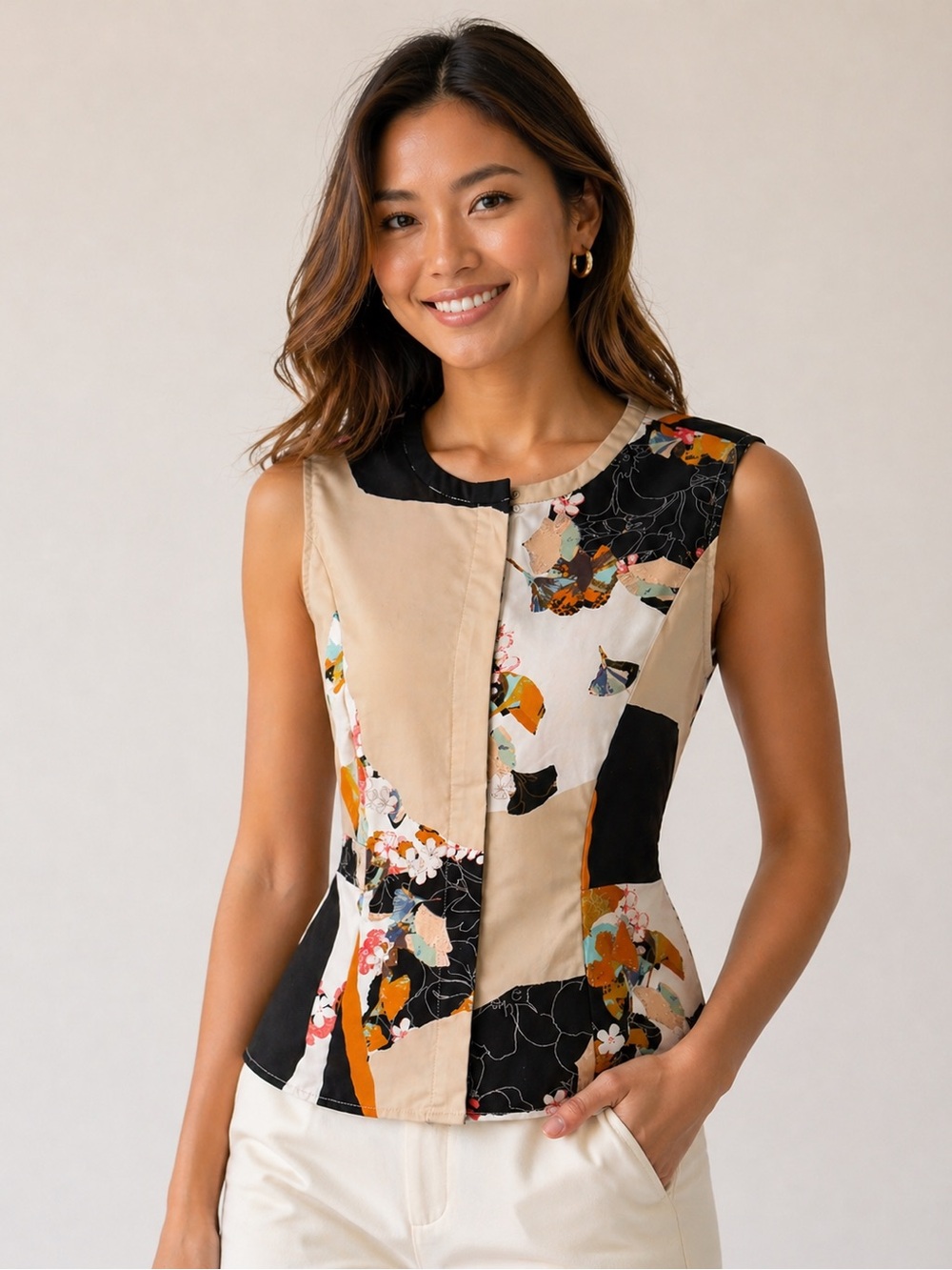 3.1 Phillip Lim x Target Patchwork Floral Peplum Tank Top - Size S